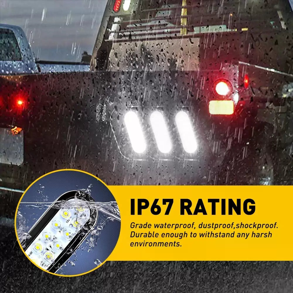 2X 6" White Oval 10LED Clear Backup Reverse Tail Trailer Light Grommet Plug EOA 6B93BC-57 [5]