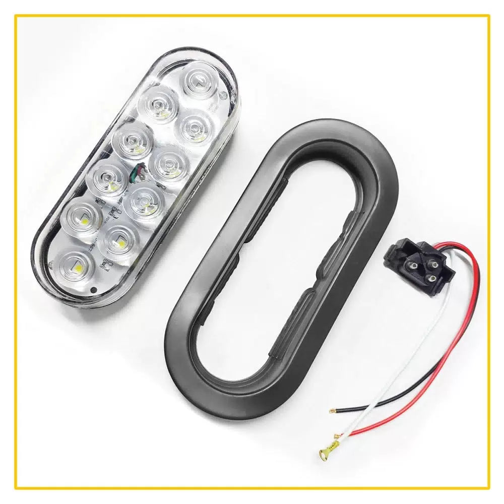 2X 6" White Oval 10LED Clear Backup Reverse Tail Trailer Light Grommet Plug EOA 6B93BC-57 [8]