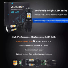 2X 7443 7444 Amber/Yellow Switchback Dual Color Turn Signal Light bulbs LED EOA 6B93BC-57 [2]