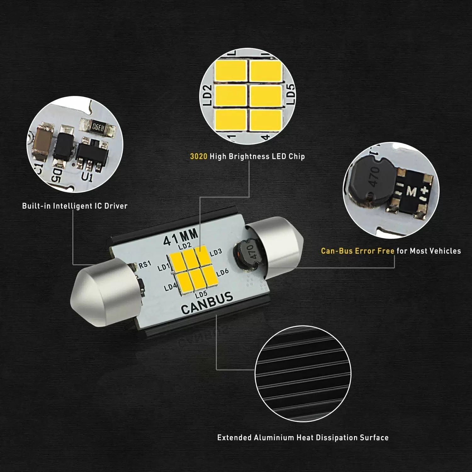 2X AUXITO 578 212-2 41MM Super White LED Interior Dome Map Light Bulbs For Ford AUXITO [8]