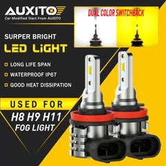 2X AUXITO H11 H8 White Amber Yellow LED Fog Light Bulb Dual Color Switchback L6 AUXITO [1]