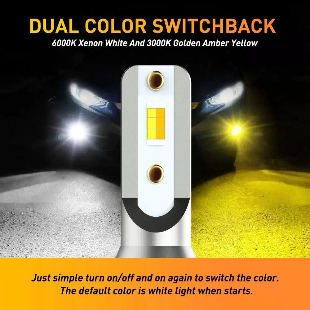 2X AUXITO H11 H8 White Amber Yellow LED Fog Light Bulb Dual Color Switchback L6 AUXITO [4]