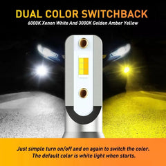 2X AUXITO H11 H8 White Amber Yellow LED Fog Light Bulb Dual Color Switchback L6 AUXITO [4]