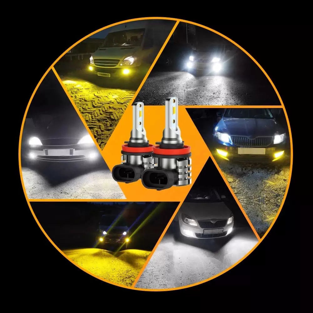 2X AUXITO H11 H8 White Amber Yellow LED Fog Light Bulb Dual Color Switchback L6 AUXITO [5]
