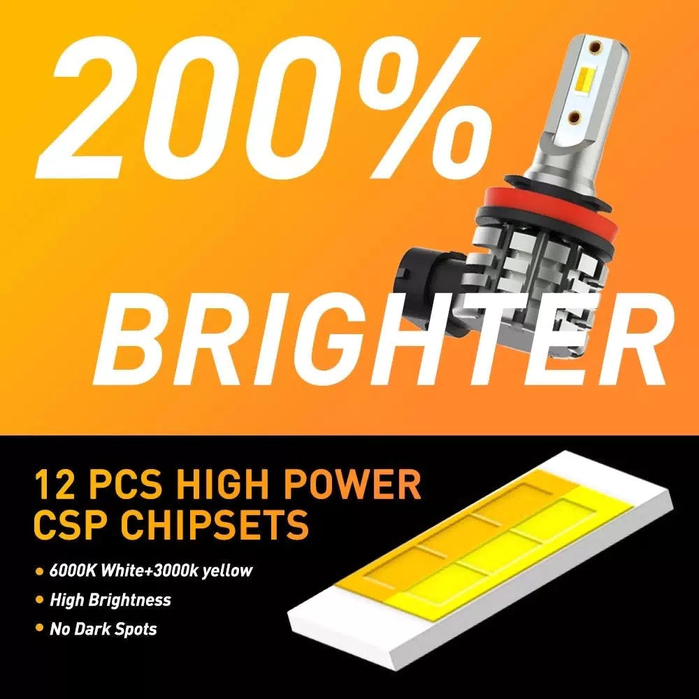 2X AUXITO H11 H8 White Amber Yellow LED Fog Light Bulb Dual Color Switchback L6 AUXITO [6]
