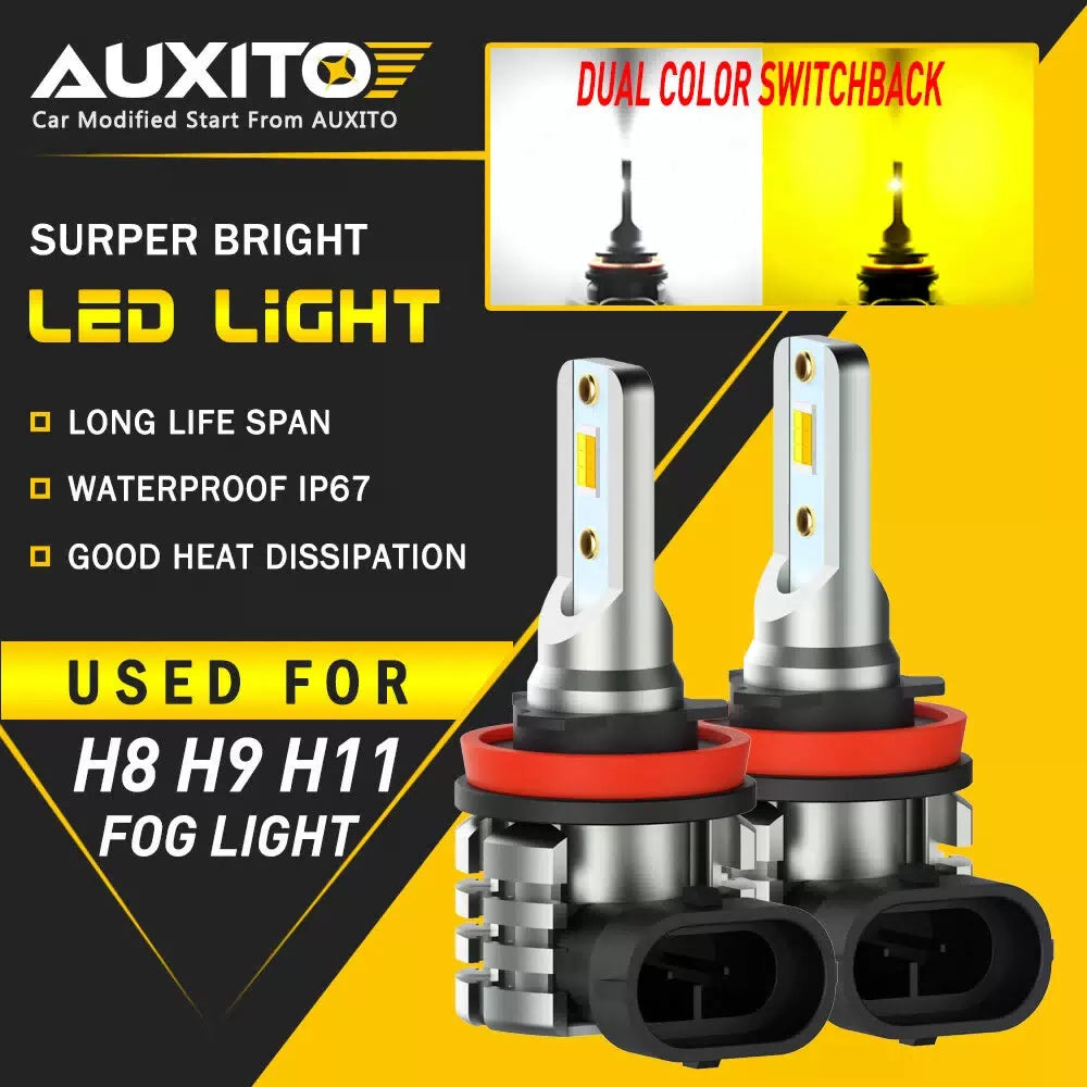 2X AUXITO H8 H11 H16 LED Fog Light DRL Bulb White Yellow Switchback Dual Color A AUXITO [1]