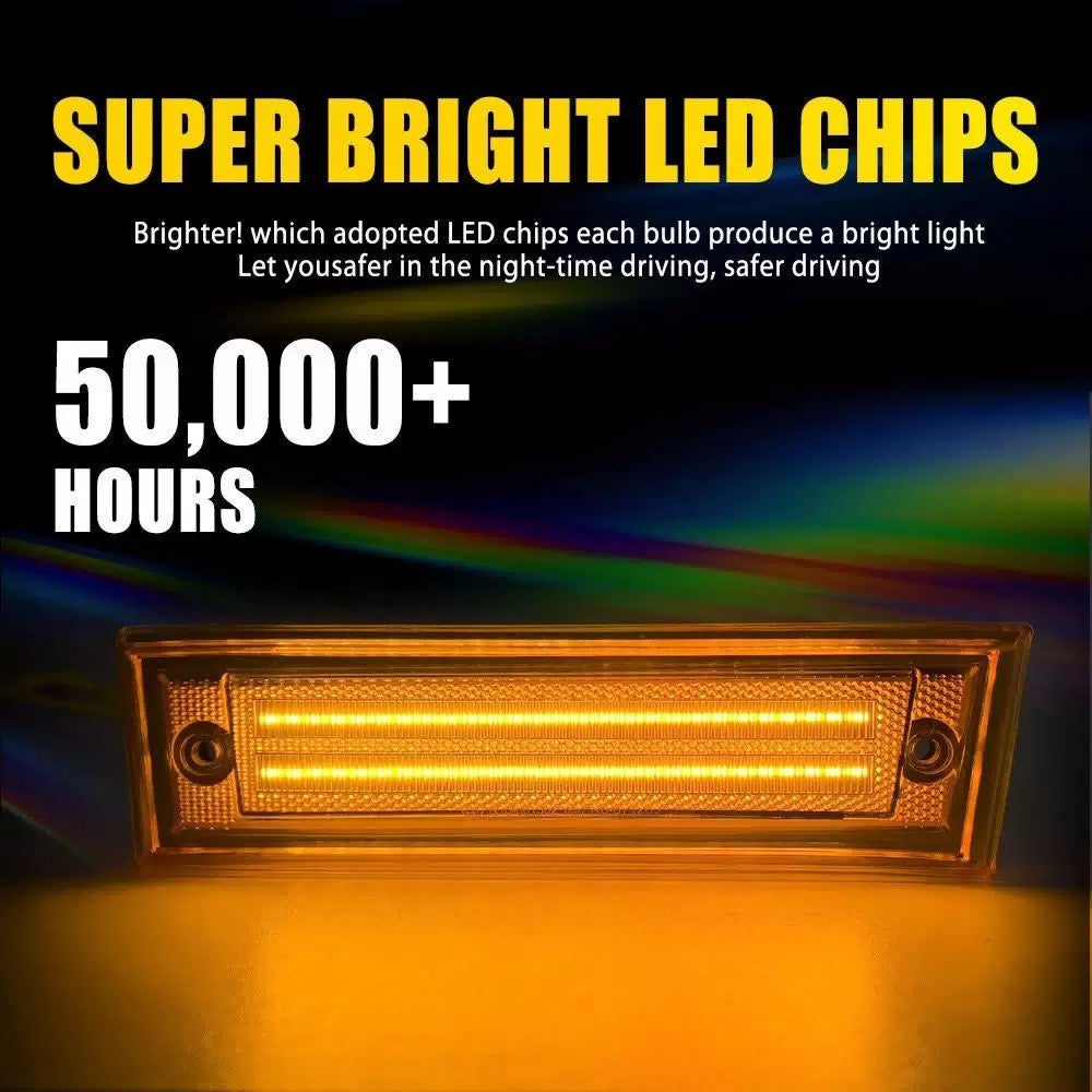 2X For 1981-1991 GMC Chevy Pickup Truck Front Signal Side Marker Light Amber Len 6B93BC-57 [6]