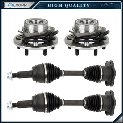 2X Front Wheel Hub Bearings + 2X CV Axles For Chevy K1500 Tahoe Yukon 4WD 6 Lug KOEEP [1]