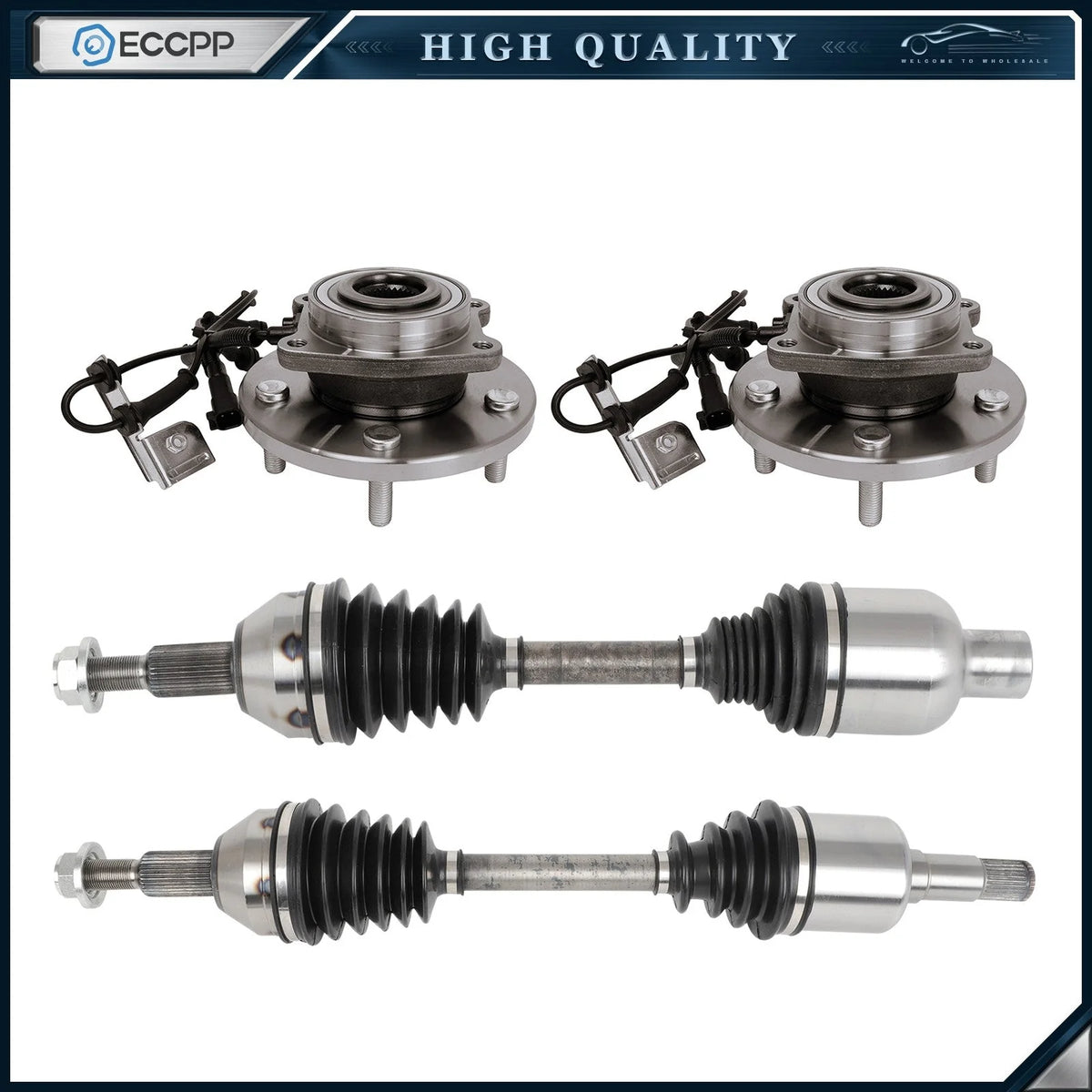 2X Front Wheel Hub Bearings + 2X CV Axles For Chrysler Town & Country 2008-2016 KOEEP [1]