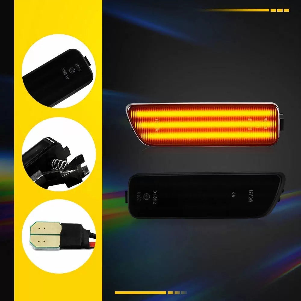2X Smoked Amber LED Side Marker Light For Volkswagen Gen4 Jetta 1999 00-2005 EOA 6B93BC-57 [10]