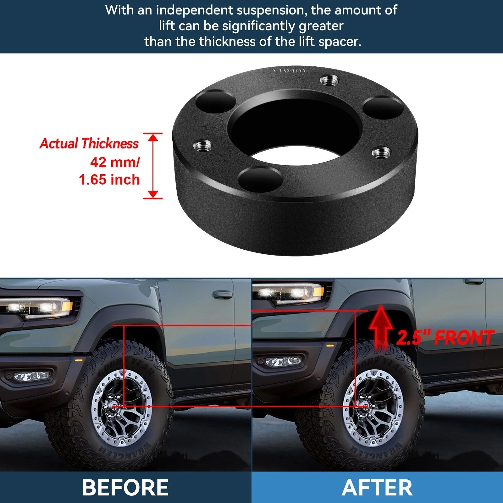2.5" Front 2" Rear Leveling Lift Kit & Front Complete Struts Fits Ford F150 2WD 6B93BC-57 [2]
