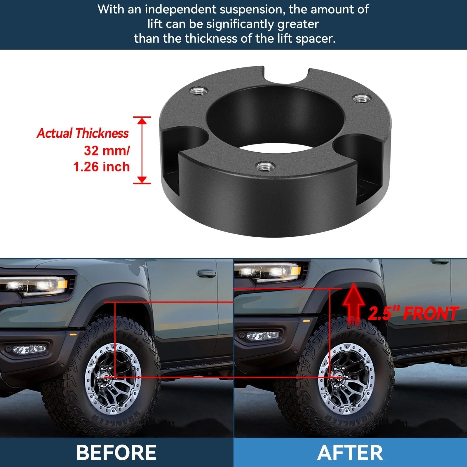 2.5" Front & 3" Rear Leveling Lift Kit For Toyota Tacoma 2005-2023 2WD 4WD 6 Lug KOEEP [2]