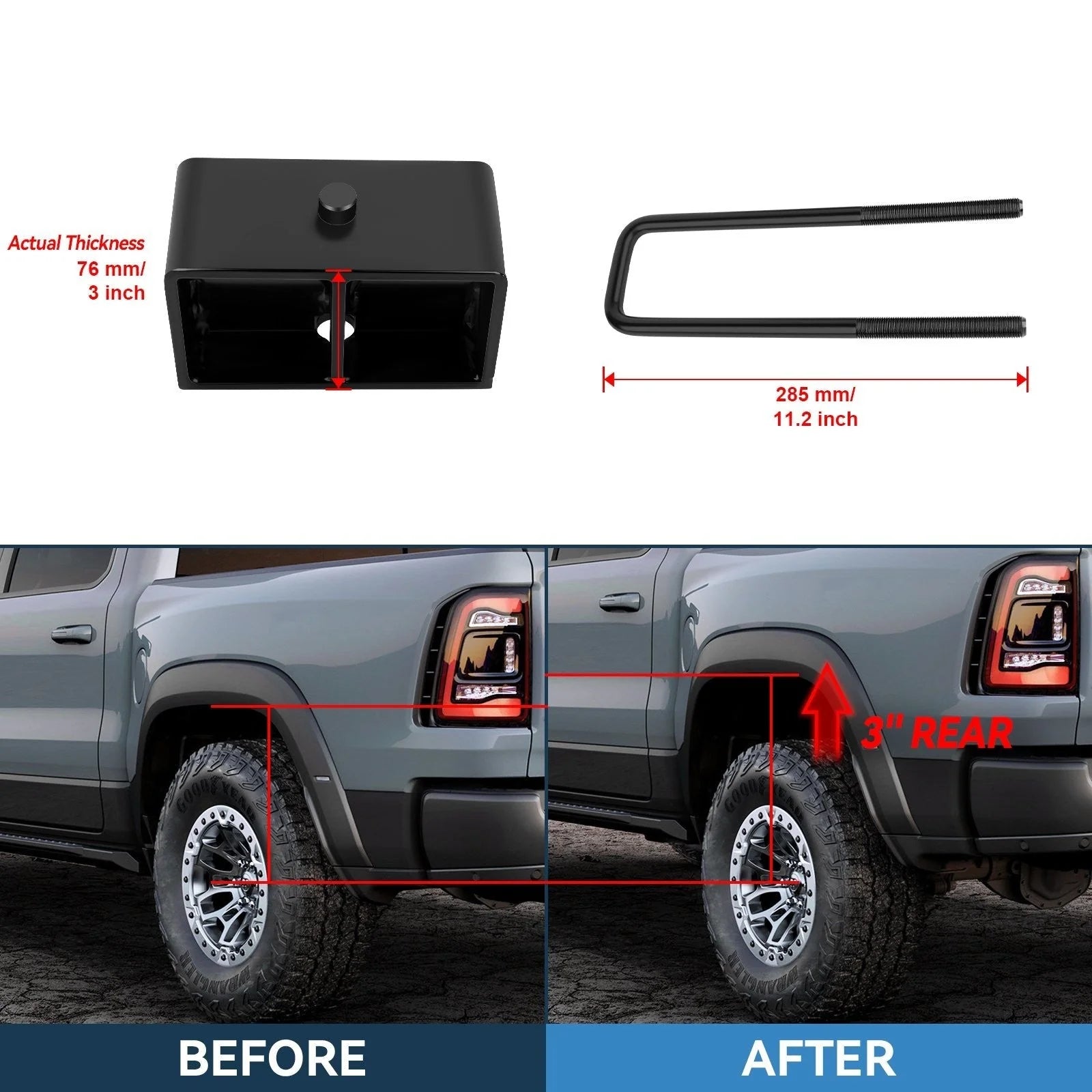 2.5" Front & 3" Rear Leveling Lift Kit For Toyota Tacoma 2005-2023 2WD 4WD 6 Lug KOEEP [3]