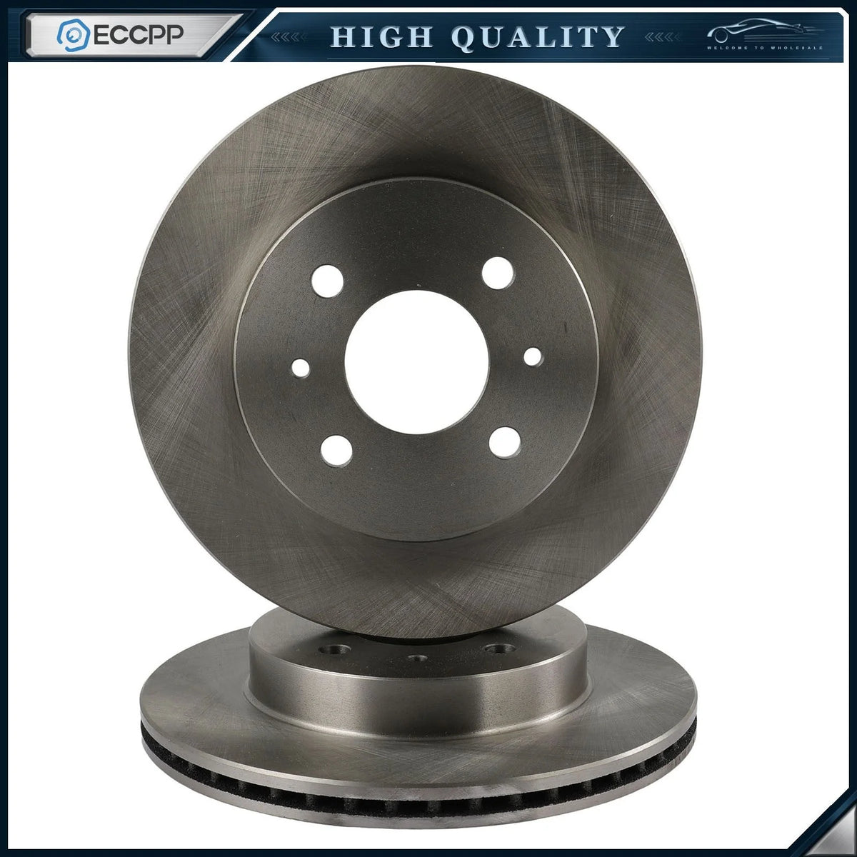 2 Front 250 mm Brake Rotors Solid Vented Fits 1993 - 2002 Saturn SW SC SL KOEEP [1]