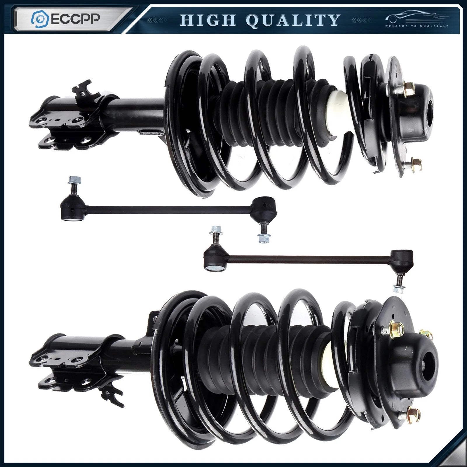 2 Front Complete Struts Springs +2 Sway Bar link Kit for 1997-2001 LEXUS ES300 KOEEP [1]