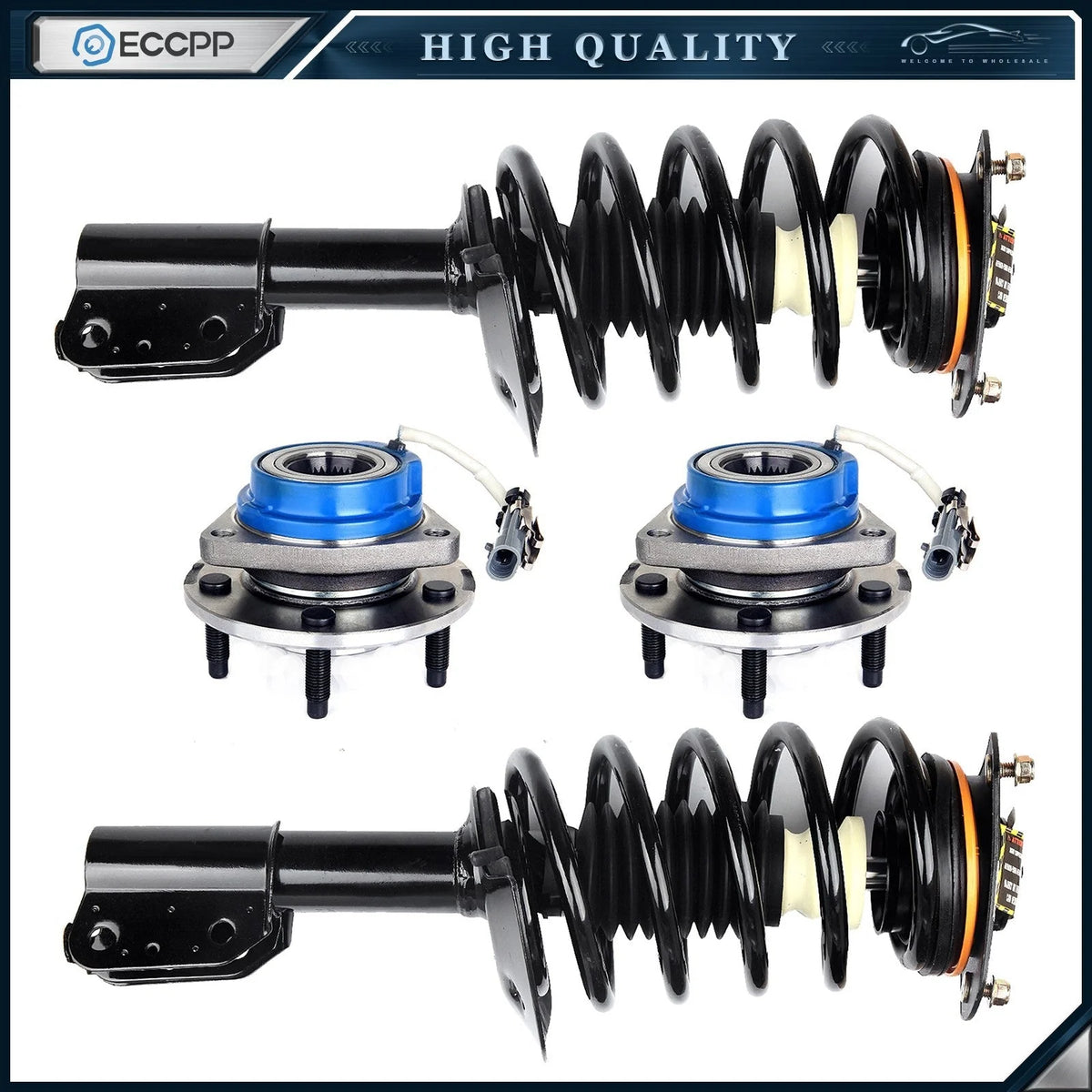 2 Front Complete Struts +2 Wheel Hub Bearing For Impala 00-01 Intrigue 98-02 KOEEP [1]
