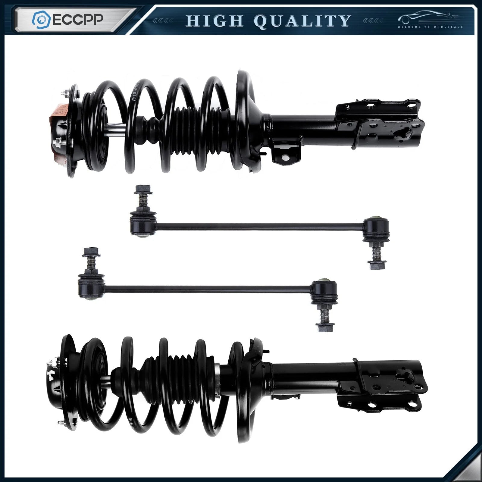 2 Front Complete Struts + Sway Bar Link Fits 2004-2012 Chevy Malibu Pontiac G6 KOEEP [1]