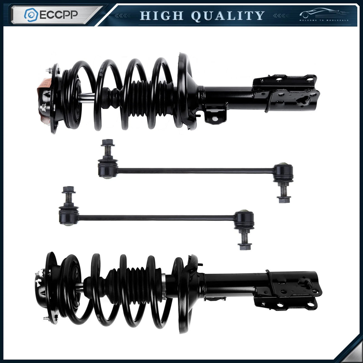 2 Front Complete Struts + Sway Bar Link Fits 2004-2012 Chevy Malibu Pontiac G6 KOEEP [1]
