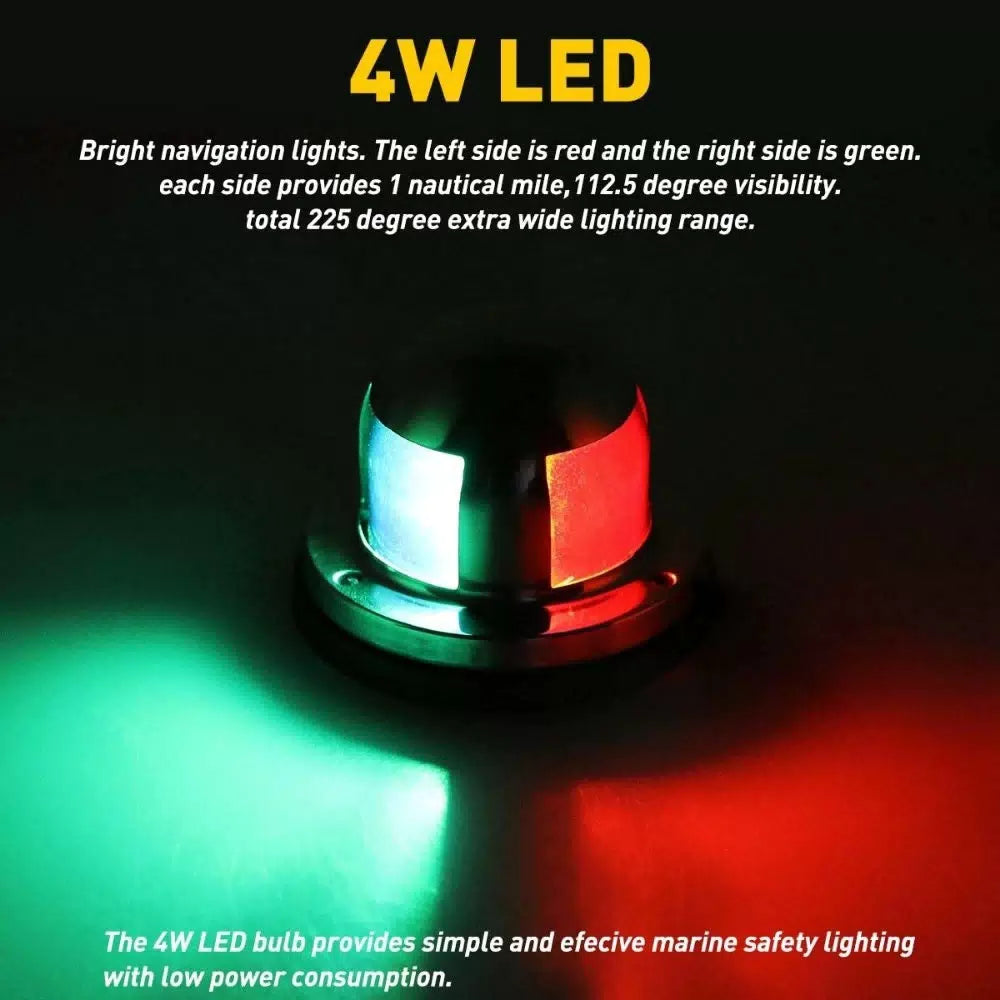 2 IN 1 Marine Boat Yacht Pontoon 12V Stainless Steel LED Bow Navigation Lights A 6B93BC-57 [6]