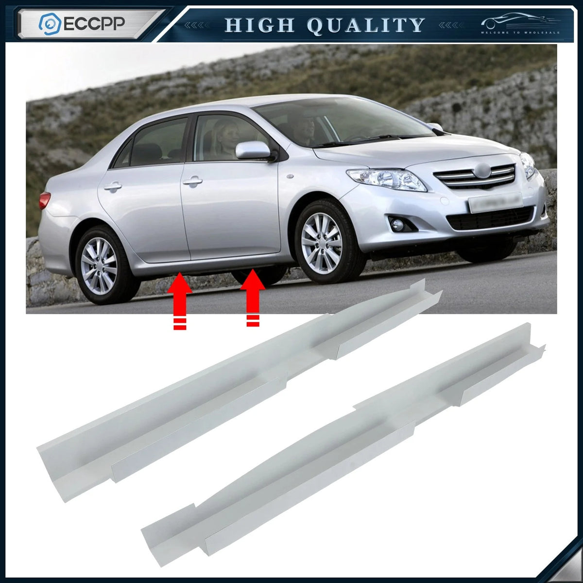 2 Outer Rocker Panels For 2003-2007 2008 Toyota For Corolla Sedan 4-Door KOEEP [1]
