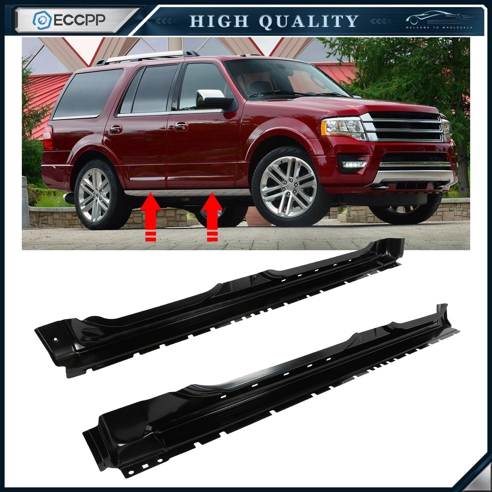 2 Outer Rocker Panels For 2003-2016 2017 Ford Expedition NOT For EL Models KOEEP [1]