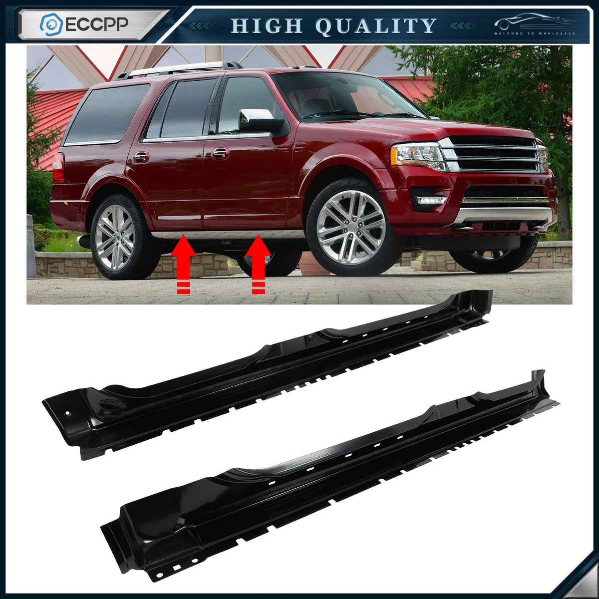 2 Outer Rocker Panels For 2003-2016 2017 Ford Expedition NOT For EL Models KOEEP [1]