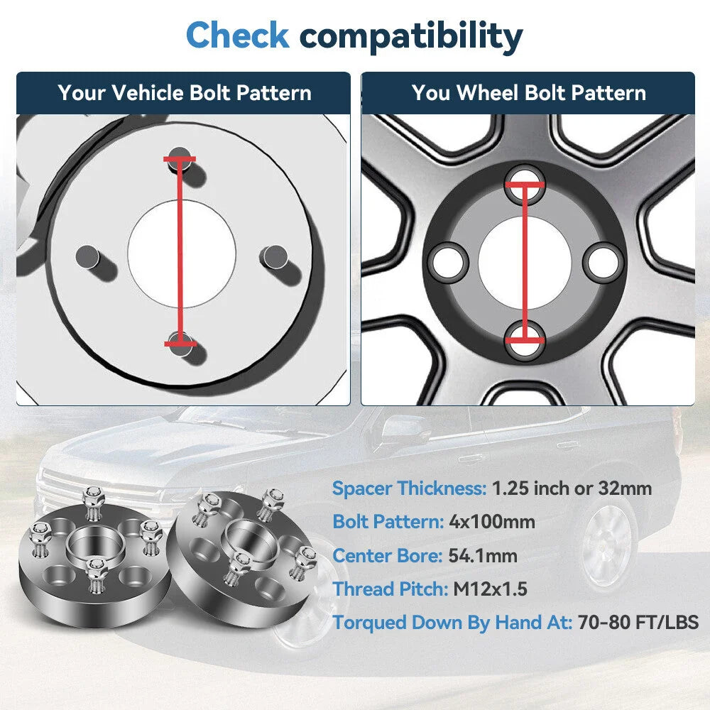 2 Pcs 1.25" 4x100 Hubcentric Wheel Spacers 12x1.5 For Toyota Corolla Scion xA xB 6B93BC-57 [2]