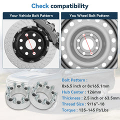 2 Pcs 2.5" 8x6.5 Wheel Spacers 9/16"-18 For Ford F-250 F-350 Dodge Ram 2500 3500 6B93BC-57 [2]
