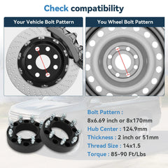 2 Pcs 2" 8x170 Hubcentric Wheel Spacers 14x1.5 For Ford F-250 F-350 Super Duty 6B93BC-57 [2]