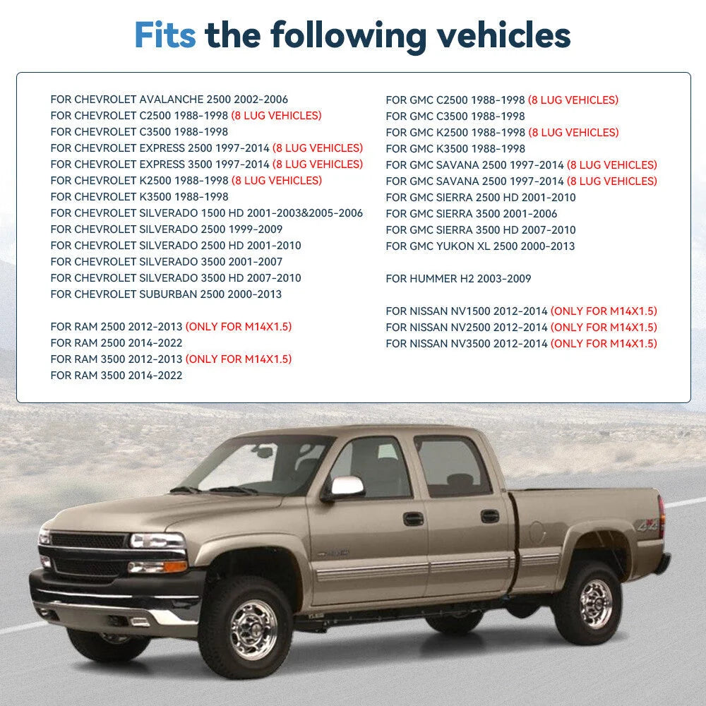 2 Pcs 3" 8x6.5 Wheel Spacers 14x1.5 For Chevy Silverado GMC Sierra 2500 3500 HD KOEEP [3]