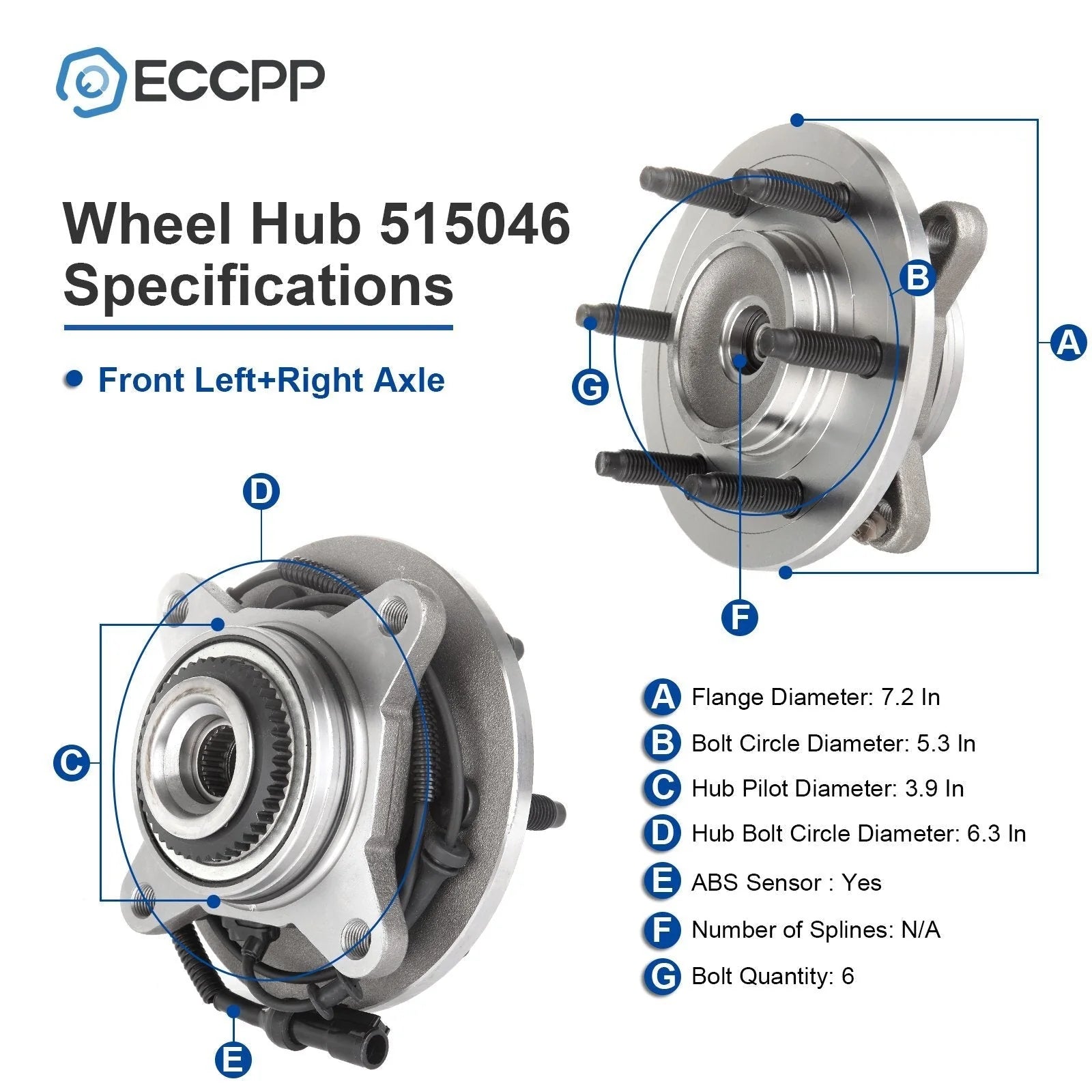 2 Pcs Wheel Hub Bearings Assembly Front For Ford F-150 Expedition 4WD 6 Lug Only KOEEP [2]