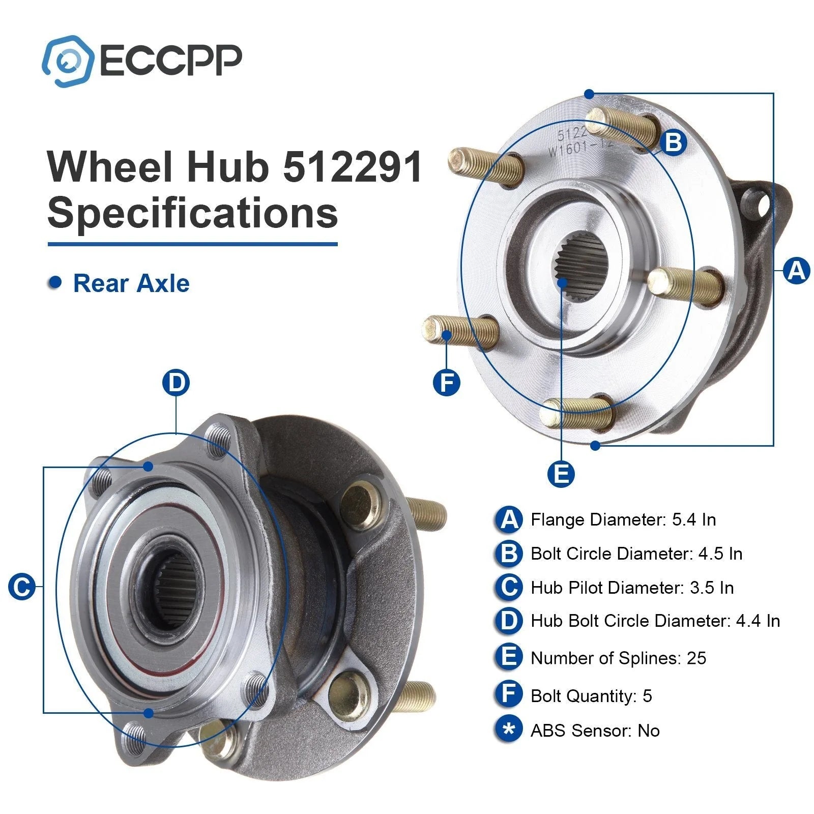 2 Pcs Wheel Hub Bearings Rear AWD For 2004-2008 2010 2011 Mitsubishi Endeavor KOEEP [2]
