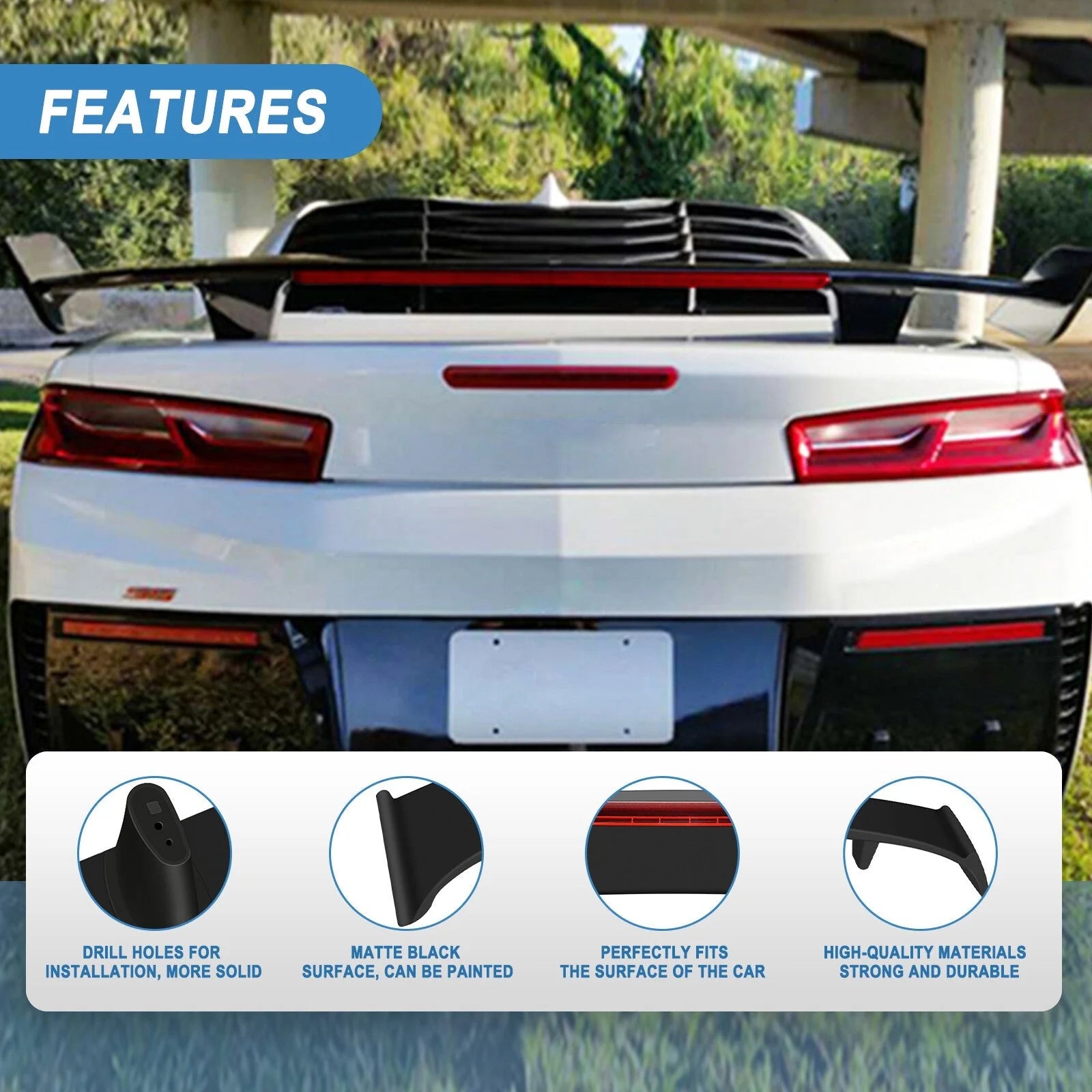 2 Post Universal Matte Black Rear Trunk - ABS w/LED 3rd Brake Light KOEEP [6]