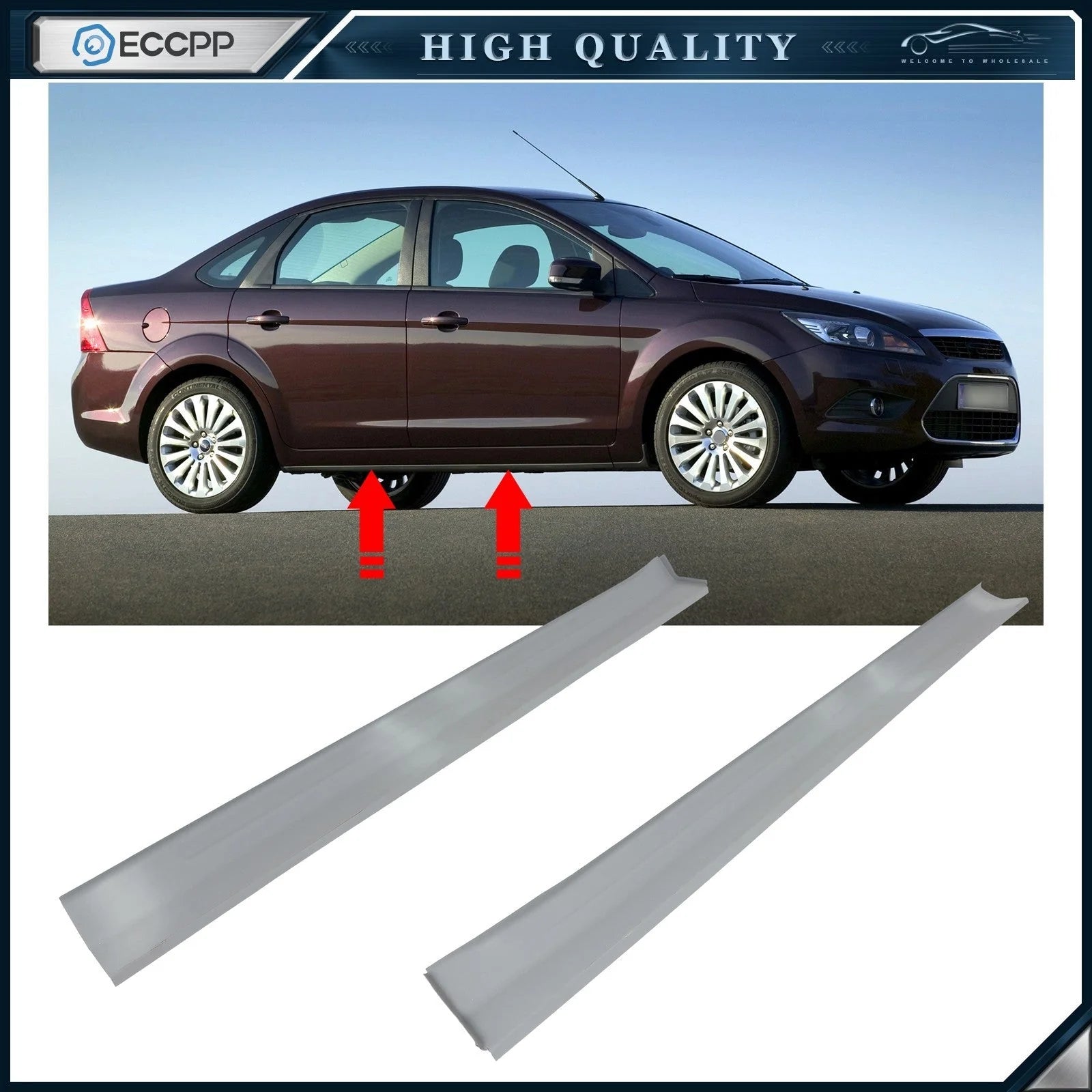 2 Rocker Panels For 2008-2011 Ford Focus 2.0L For Sedan 4-Door KOEEP [1]