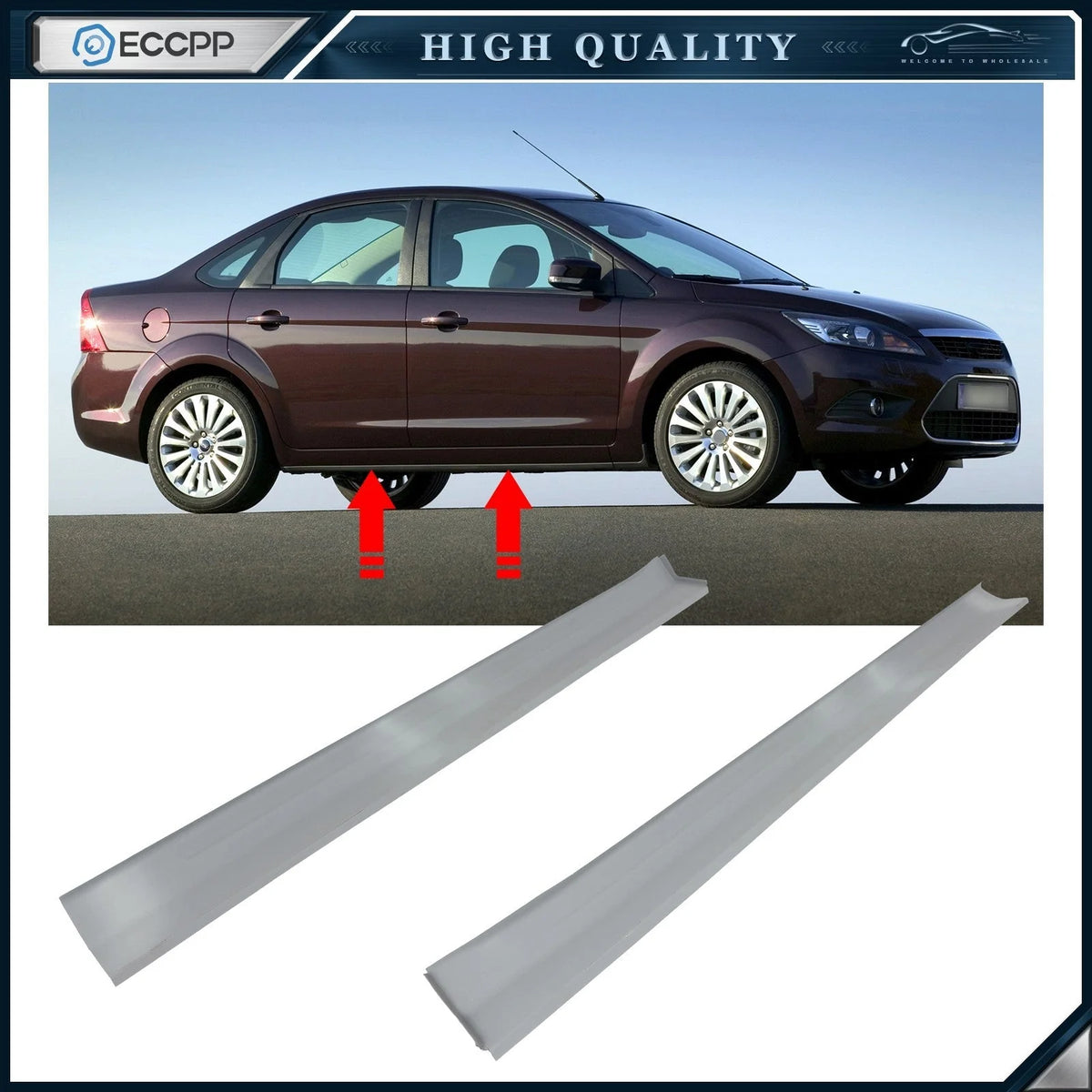2 Rocker Panels For 2008-2011 Ford Focus 2.0L For Sedan 4-Door KOEEP [1]