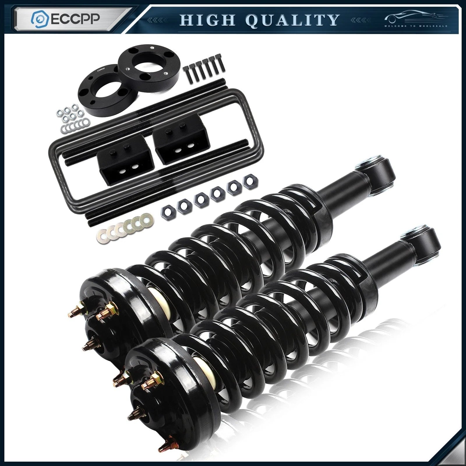 2" Front 2" Rear Leveling Lift Kit & Front Complete Struts Fits Ford F-150 2WD KOEEP [1]