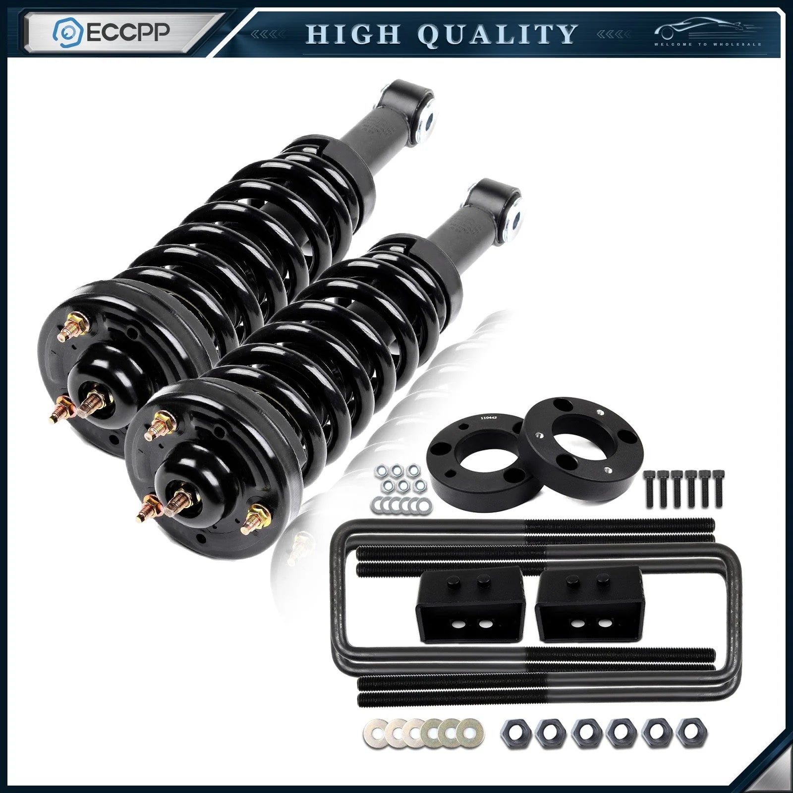 2" Front 2" Rear Leveling Lift Kit & Front Complete Struts Fits Ford F-150 4WD KOEEP [1]