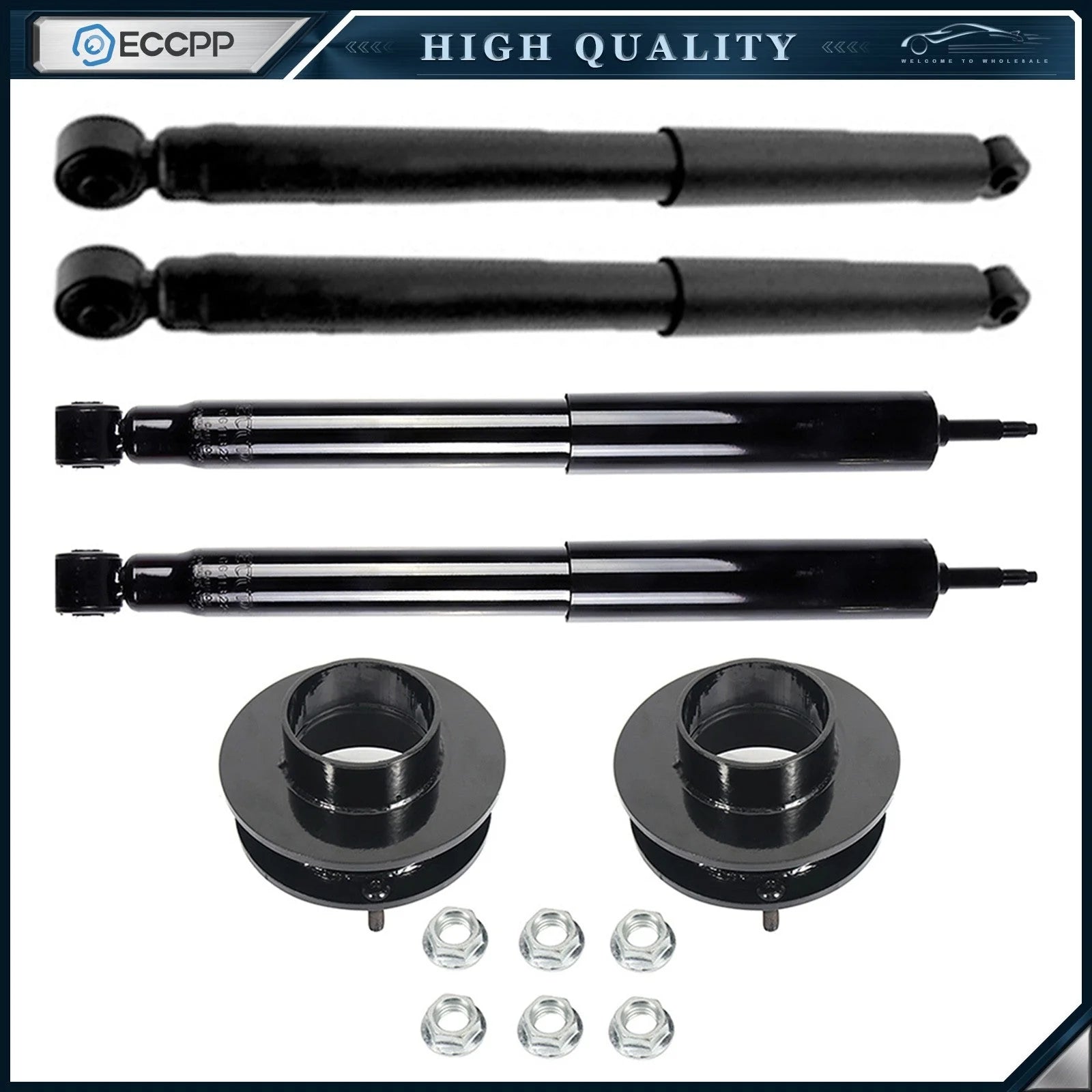 2" Front Leveling Kit & 4X Shocks Struts For 1994-2001 Dodge Ram 1500 2500 4WD KOEEP [1]