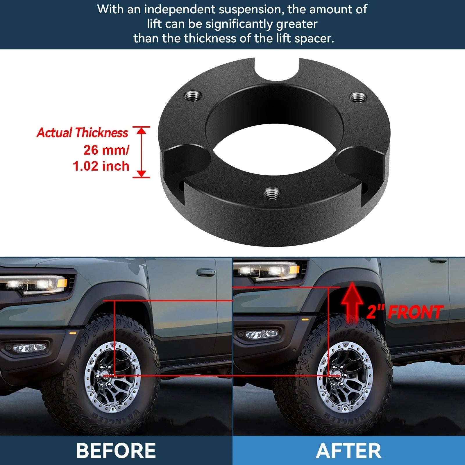 2" Front & 3" Rear Leveling Lift Kit + Diff Drop For Toyota Tacoma 4WD 2005-2023 KOEEP [2]
