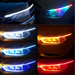 2 x 60CM Slim Amber Sequential Flexible LED DRL Turn Signal Strip For Headlight 6B93BC-57 [2]