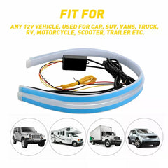 2 x 60CM Slim Amber Sequential Flexible LED DRL Turn Signal Strip For Headlight 6B93BC-57 [3]