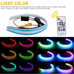 2 x 60CM Slim Amber Sequential Flexible LED DRL Turn Signal Strip For Headlight 6B93BC-57 [4]
