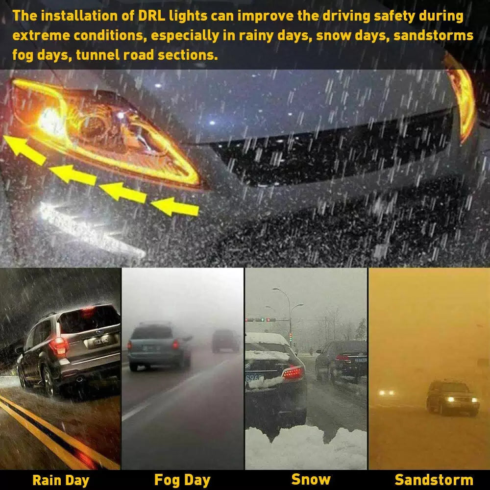 2 x 60CM Slim Amber Sequential Flexible LED DRL Turn Signal Strip For Headlight 6B93BC-57 [6]