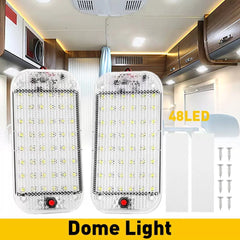 2x 12V Interior Car Roof 48-LED Light Dome Ceiling RV Lamp Camper Trailer Truck 6B93BC-57 [1]