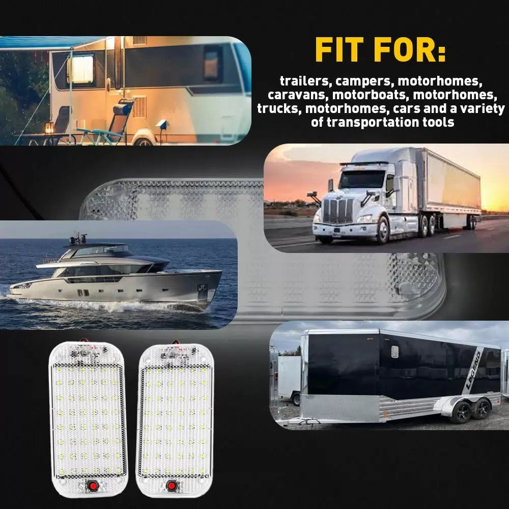 2x 12V Interior Car Roof 48-LED Light Dome Ceiling RV Lamp Camper Trailer Truck 6B93BC-57 [7]
