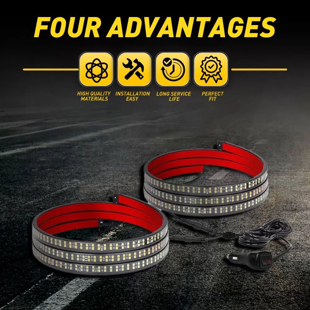 2x 60" Emergency Truck Tailgate Strobe Lights Strip Tail Light Bar Amber White A 6B93BC-57 [11]