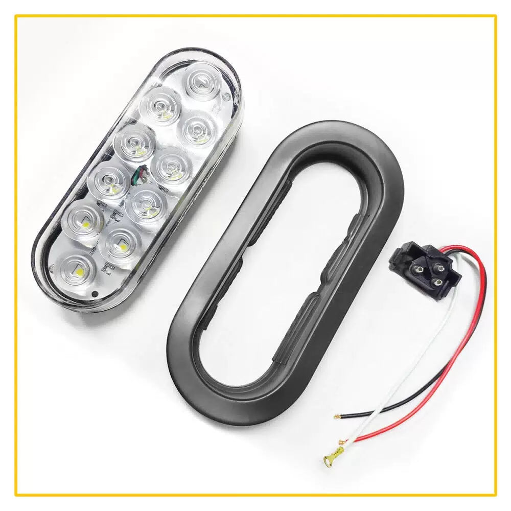 2x 6" Oval White LED 10 Trailer Truck Sealed Back-Up Reverse Tail Lights 12V 6B93BC-57 [9]