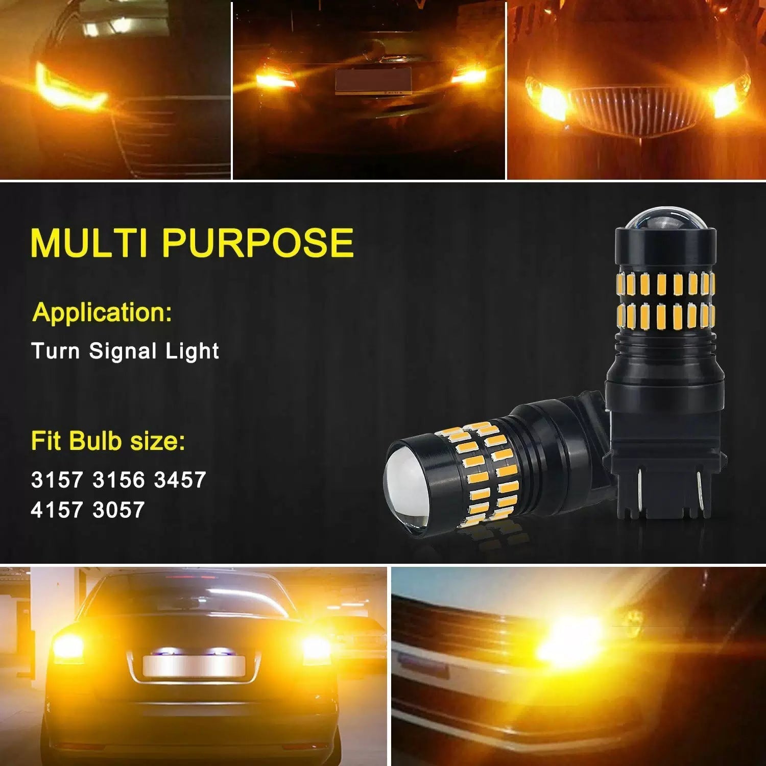 2x AUXITO Yellow Amber 3157 LED DR Turn Signal Parking Light Blinker Corner Bulb AUXITO [6]