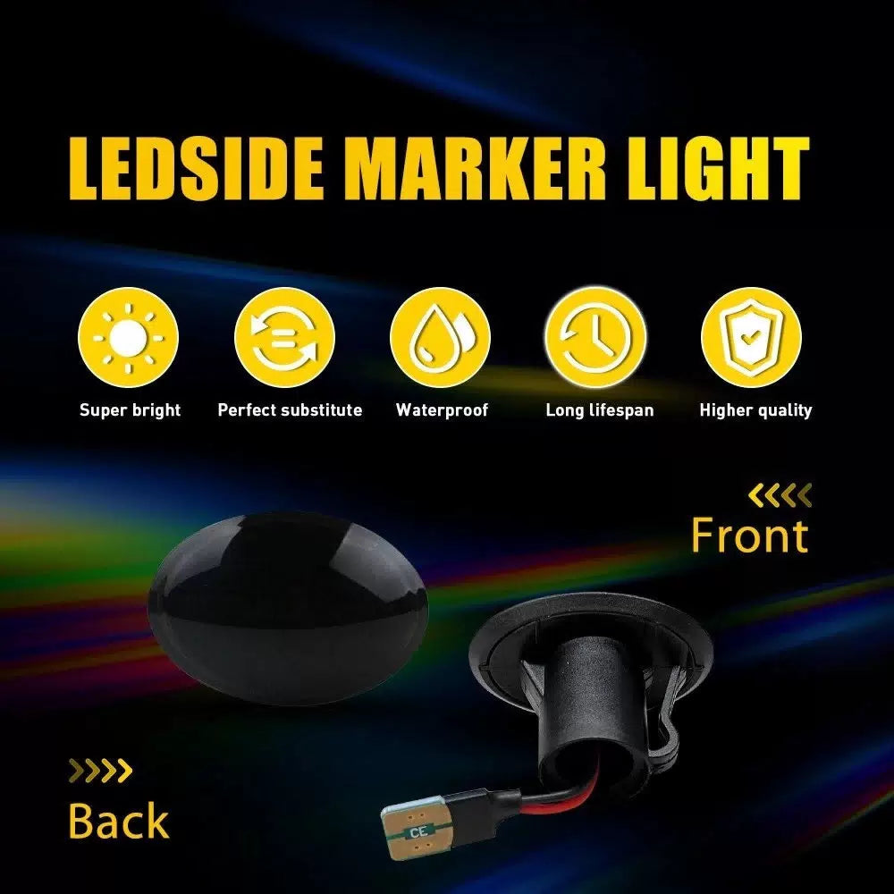 2x Dynamic Smoke LED Side Marker Turn Signal Light For 2007-19 Fiat 500 2-Door A 6B93BC-57 [10]