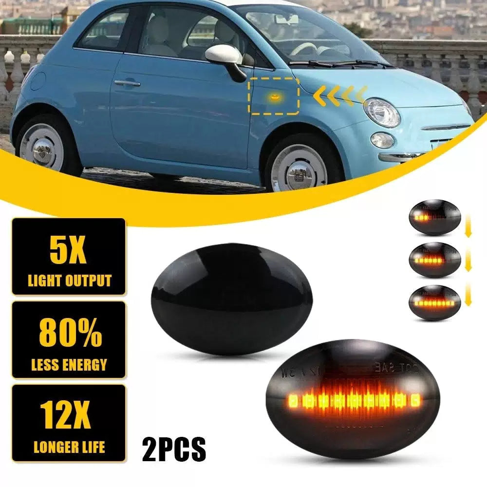 2x Dynamic Smoke LED Side Marker Turn Signal Light For 2007-19 Fiat 500 2-Door A 6B93BC-57 [1]